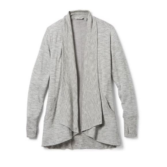Athleta Sweater Women's Small Gray Pranayama Wrap Cover Up Open Cardigan - Picture 1 of 9